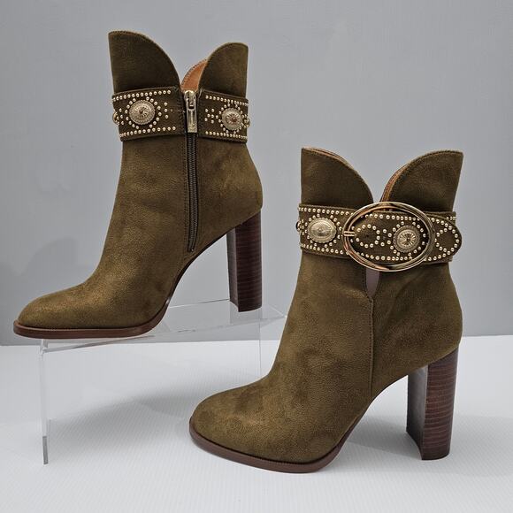 Jessica Simpson Finova Ankle Bootie Womens 8 Olive Green Buckle Western Heel - Picture 2 of 16